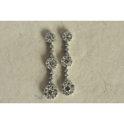 Diamond Earrings with Hanging Clusters